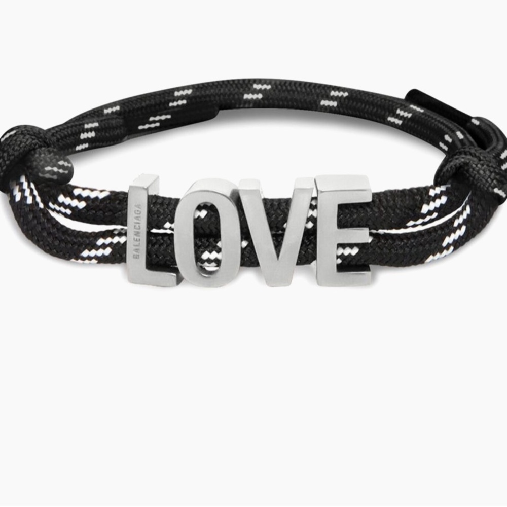 Balenciaga Black and White LOVE Rope Bracelet
